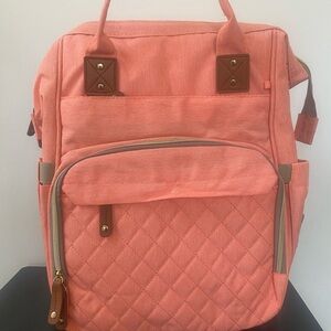 Coral Quilted multi function baby diaper bag with changing station - travel bag